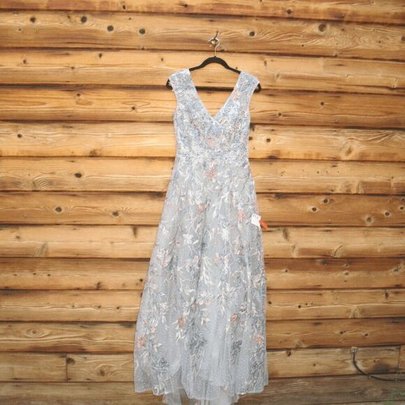 Mac Duggal 20263 Emery Embroidered Gown Dress Gray 6 - Picture 7 of 16